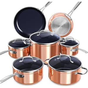 Diamond Infused 12-Piece Stainless Steel Nonstick Cookware Set in Metallic Rustic Copper