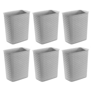 Weave Capacity 8 5.8 Gal. Gray Plastic Home/Office Wastebasket Trash Can (6-Pack)