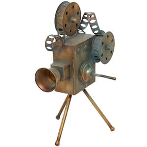16 in. Brown Metal Decorative Camera Film Sculpture