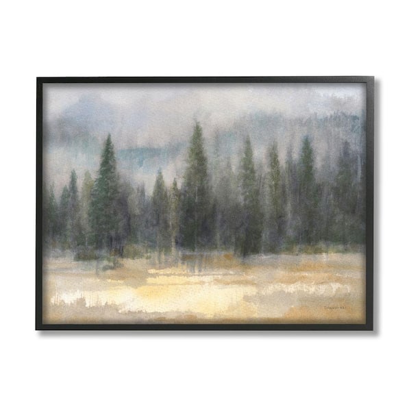 Abstract Blurred Pine Tree Forest Landscape By Danhui Nai Framed Print Nature Texturized Art 24 in. x 30 in.