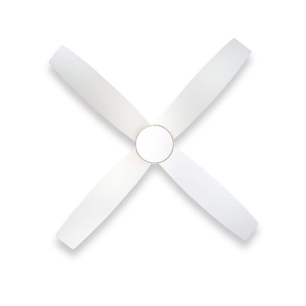 Silver and White 52'' Flush Mount Ceiling Fan with LED Light