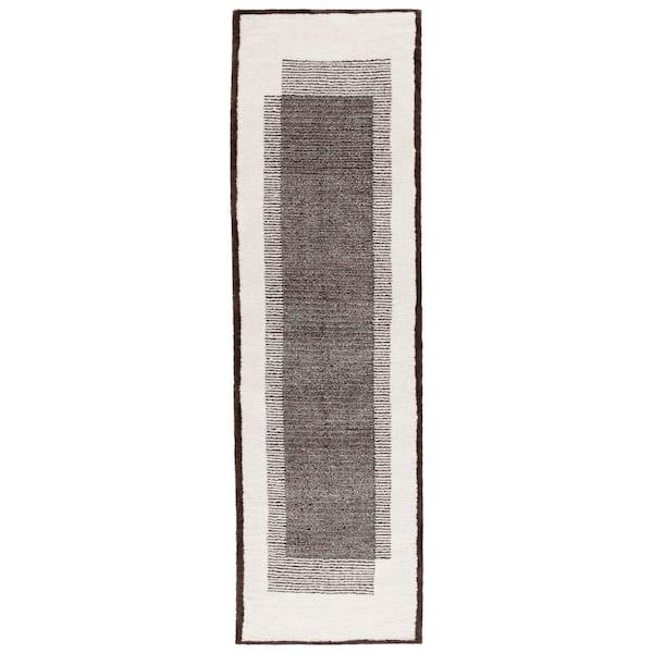 Audrey 2 ft. x 8 ft. Dark Gray/Ivory Rectangular Overlay Runner Rug