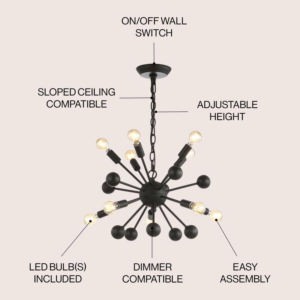 Orbit 19.5" Black Brushed Metal Sputnik Chandelier