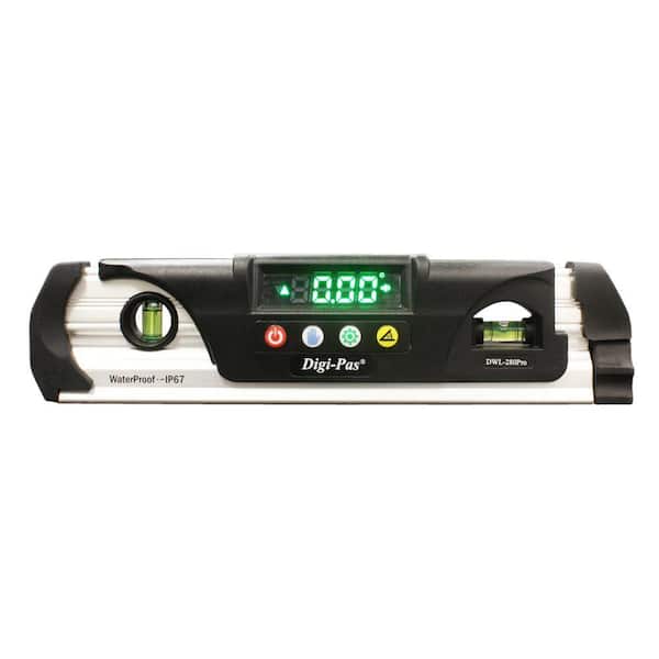 Digi-Pas 9 in. Waterproof IP67 Digital Torpedo Level and Protractor with Magnet LED Bright Display