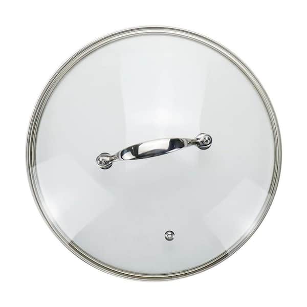 10-Inch Bright Silver Tempered Glass Pot Lid with Stainless Steel Arch Handle Oven Safe Frying Pan Cover Set