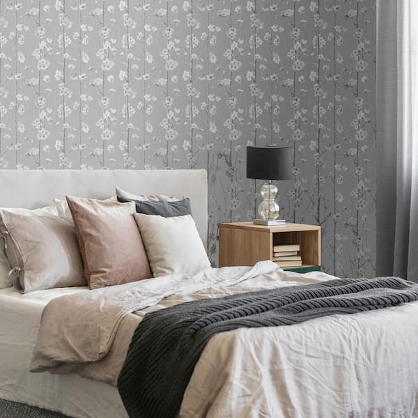 Hanami Silver Paper Non-Pasted Removable Wallpaper