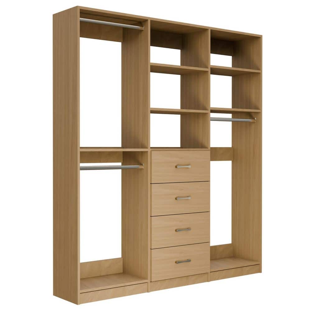 Alto Collection 57 in W Oak Wall Mounted Double Hang, 4-Drawer and Medium Hang Wood Closet System price history on PriceWatchPro