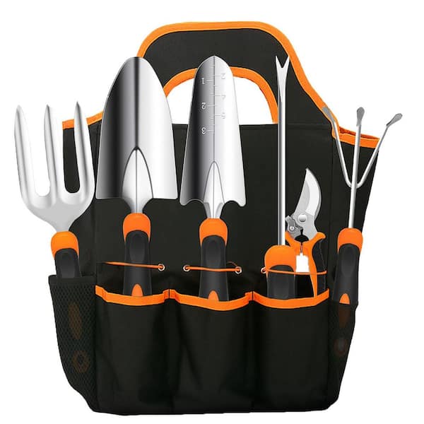 Misopily 7-Piece Garden Tool Set Stainless Steel Heavy Duty with Non-Slip Grip Outdoor Tote Bag Gifts for Women