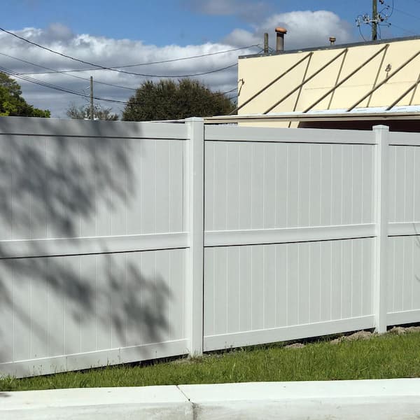 Weatherables Augusta 8 ft. H x 8 ft. W White Vinyl Privacy Fence Panel Kit  PWPR-3R-8X8 - The Home Depot