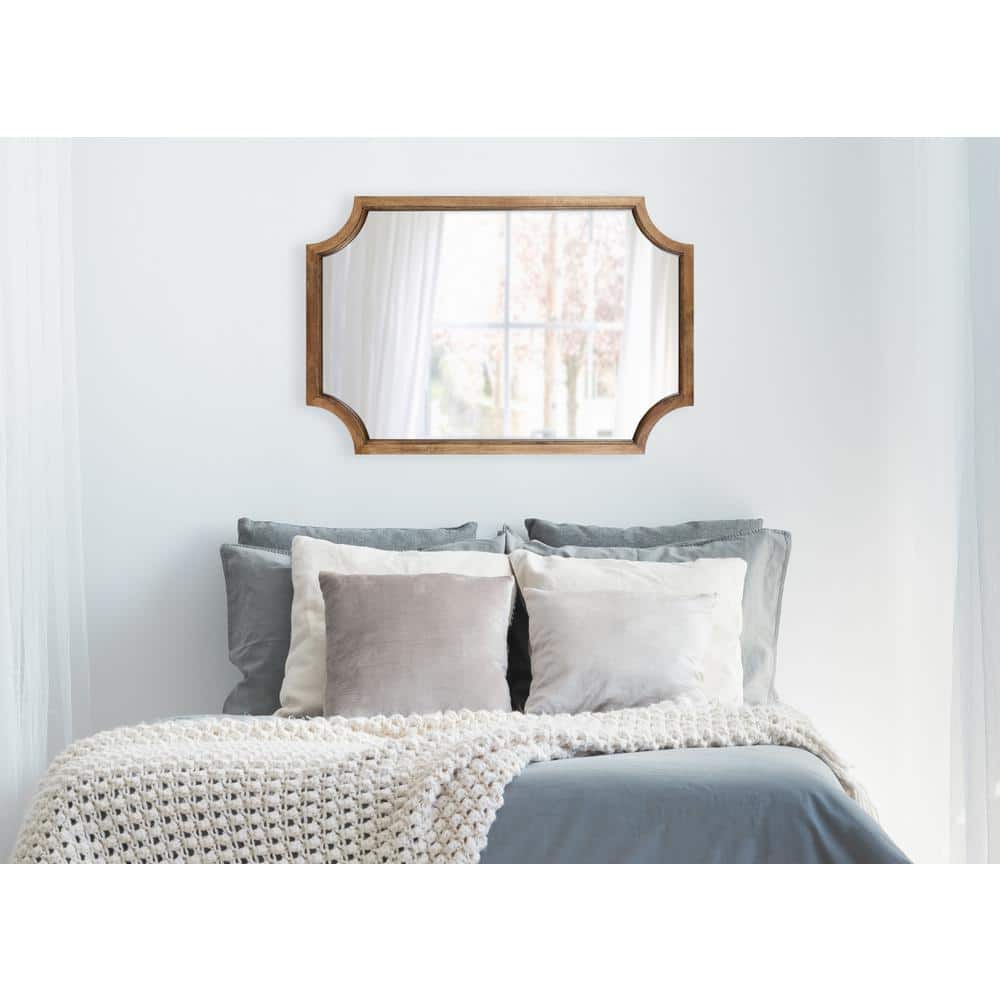 Rustic Brown Full Length Scalloped Wood Vanity Mirror