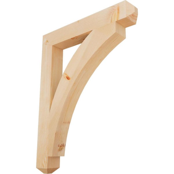 Ekena Millwork 3.5 in. x 36 in. x 28 in. Douglas Fir Thorton Craftsman Smooth Bracket