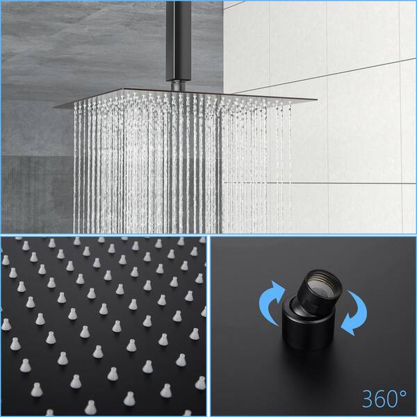 Matrix Decor 2 Spray Patterns 12 In Showerhead Face Diameter Ceiling Mounted Shower Head Dual Heads Oil Rubbed Bronze H Slf16006z Orb Ceiling Mounted Shower Head, Ceiling Mounted Shower Head System