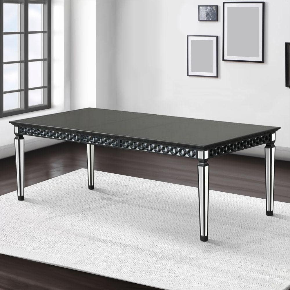 Benjara Modern Style 40 In. Black And White Wooden 4-Legs Dining Table ...