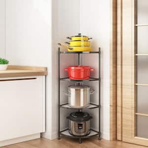 4 Tier Corner Display Rack Multipurpose Metal Shelving Unit, Bookcase Storage Rack Plant Stand for Kitchen, Bathroom