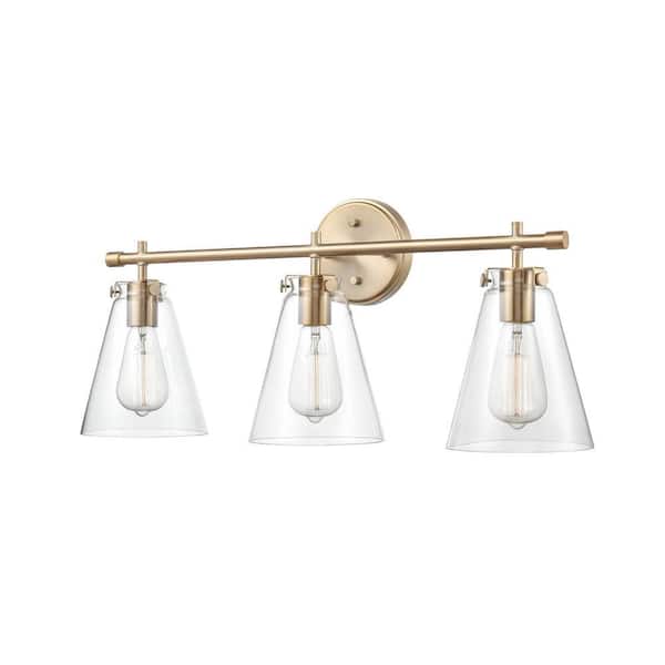 27 in. 3-Light Modern Gold Vanity Light