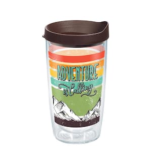 Adventure Is Calling 16 oz. Clear Plastic Travel Mugs Double Walled Insulated Tumbler with Travel Lid
