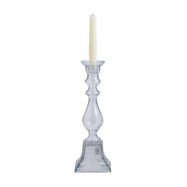 Titan Lighting 15 in. Glass Knight Clear Pillar Candle Holder