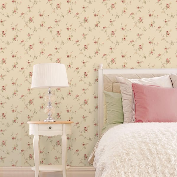 White Wedding Trail Wallpaper in Tan, Red and Yellow