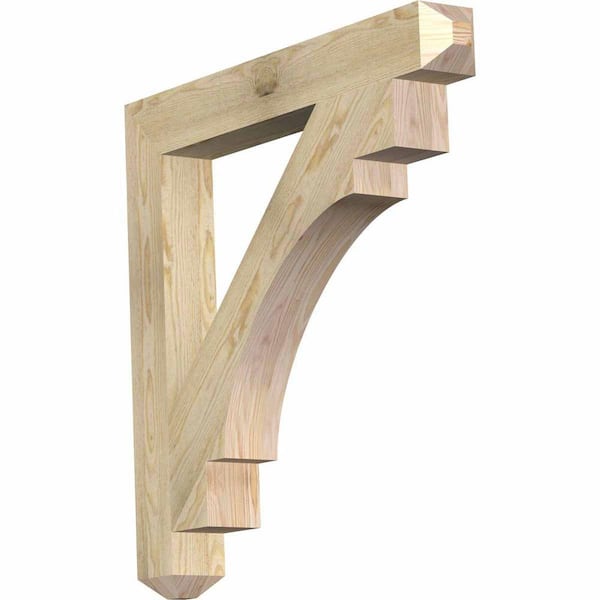 Ekena Millwork 4 in. x 32 in. x 32 in. Douglas Fir Merced Craftsman Rough Sawn Bracket