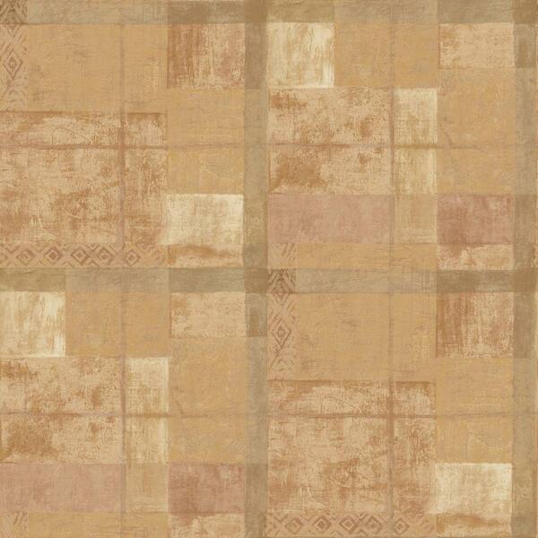 The Wallpaper Company 8 in. x 10 in. Beige Ethnic Plaid Wallpaper Sample