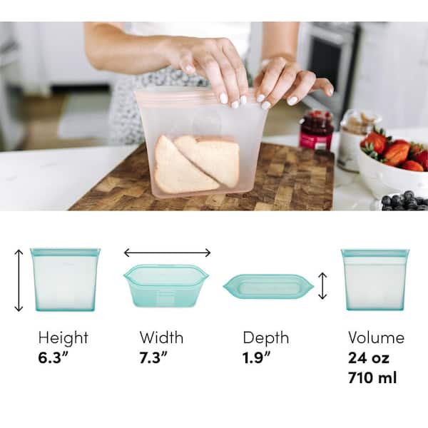 New Reusable Silicone Food Storage Bags Zip Seal Top Leakproof Container Stand 