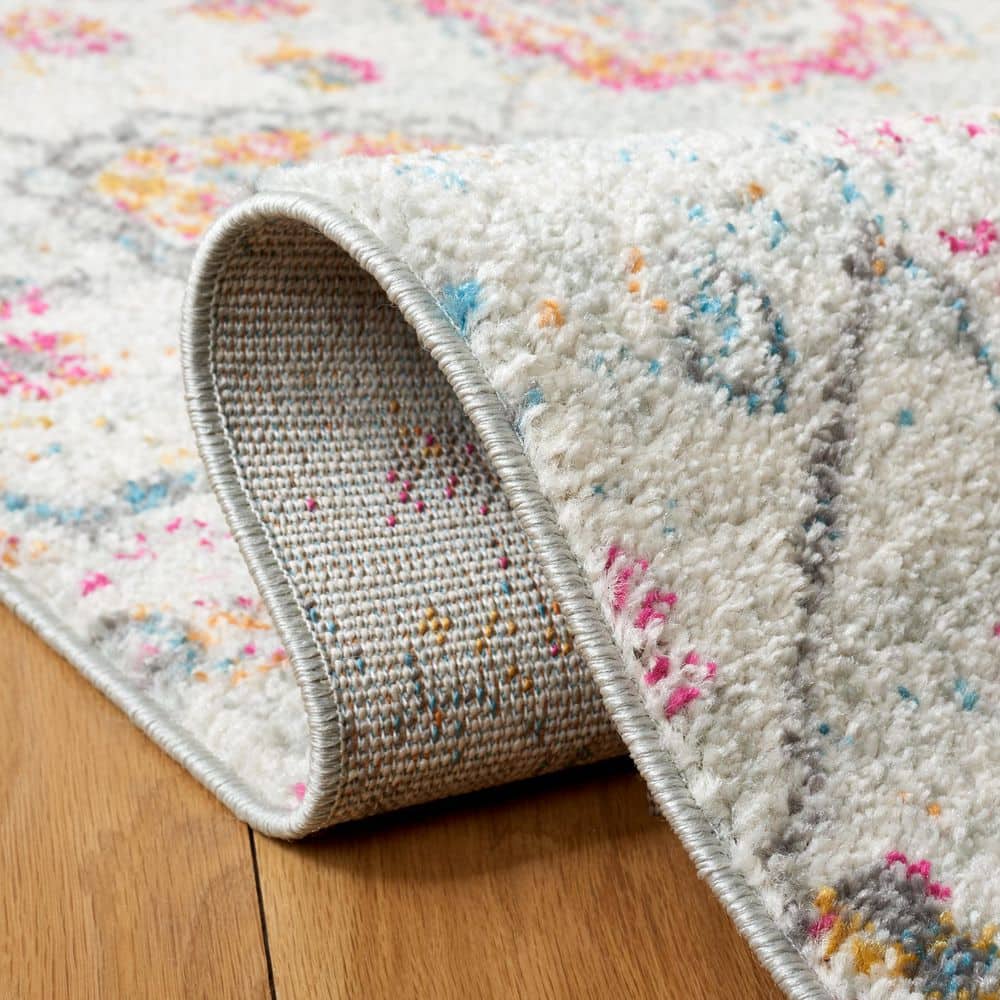 Elegant Gray Synthetic 10' x 14' Easy-Care Paisley Area Rug