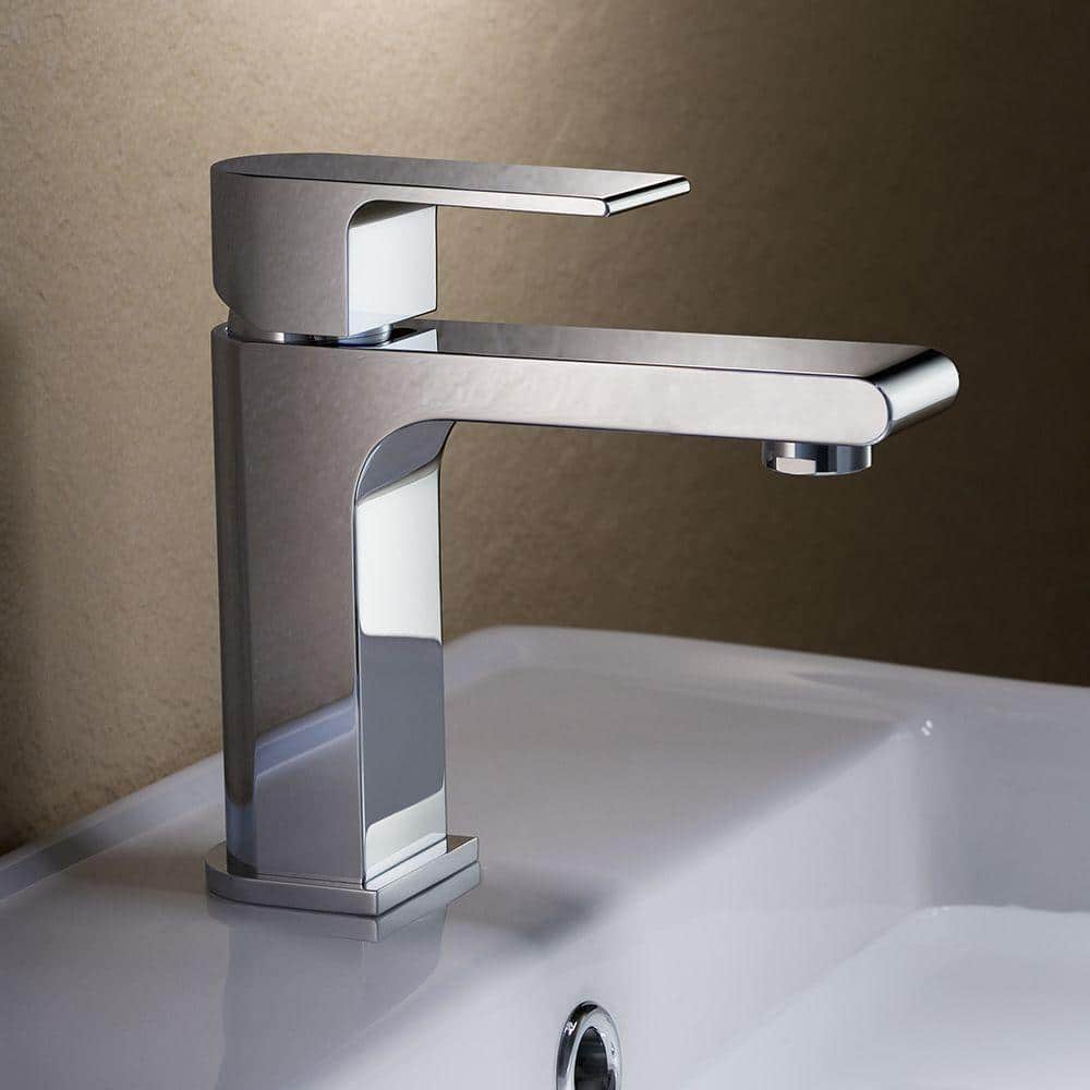 Allaro Chrome Single Hole Brass Bathroom Faucet