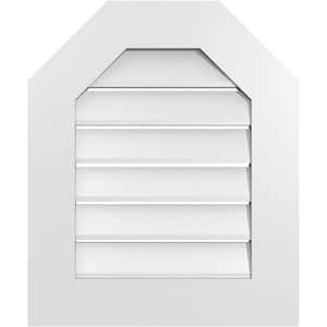 20 in. x 24 in. Octagonal Top Surface Mount PVC Gable Vent: Functional with Standard Frame