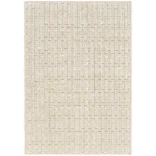 Washable Charm Ivory 5 ft. x 7 ft. Geometric Contemporary Area Rug