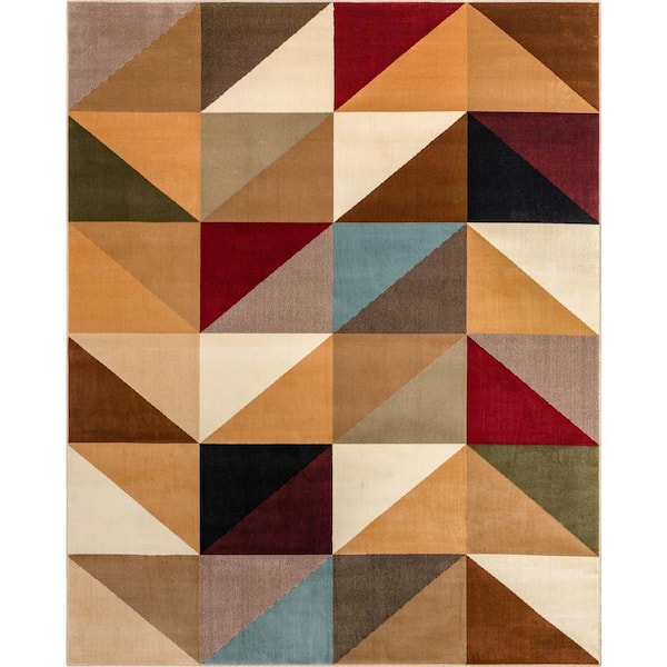 Barclay Emine Modern Geometric Ivory Multi 7 ft. 10 in. x 9 ft. 10 in. Area Rug
