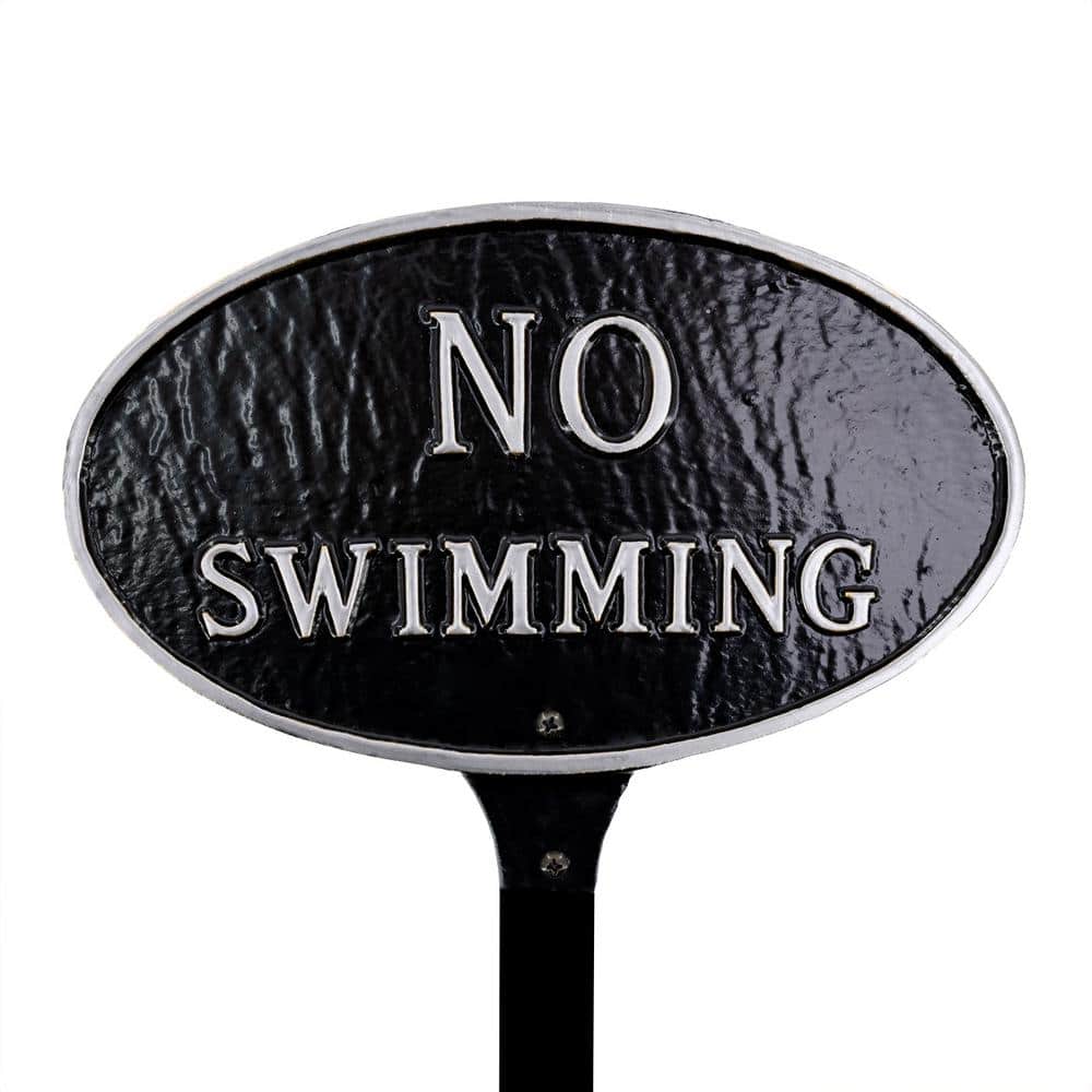 8.5 in. x 13 in. Standard Oval No Swimming Statement Plaque Sign with Lawn Stake - Black/Silver price history on PriceWatchPro