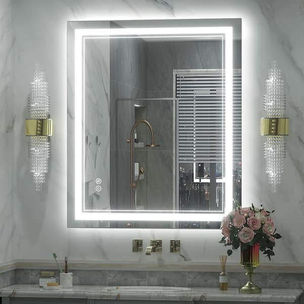 30 in. W x 36 in. H Rectangular Frameless UL Certified Front and Back LED Anti-Fog Tempered Wall Bathroom Vanity Mirror