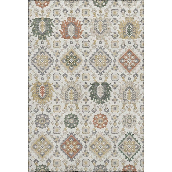 Mayfield Premium Machine Washable Abstract AMF2200 Ivory 10 ft. x 14 ft. Area Rug