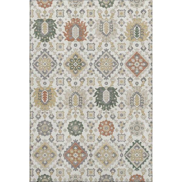 Mayfield Premium Machine Washable Abstract AMF2200 Ivory 3 ft. x 5 ft. Area Rug