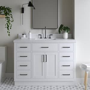 Hepburn 49 in. W x 22 in. D x 36 in. H Bath Vanity in White with White Pure Quartz Vanity Top with White Basin