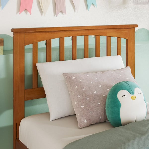 AFI Mission Light Toffee Natural Bronze Solid Wood Twin Headboard with Attachable Charger