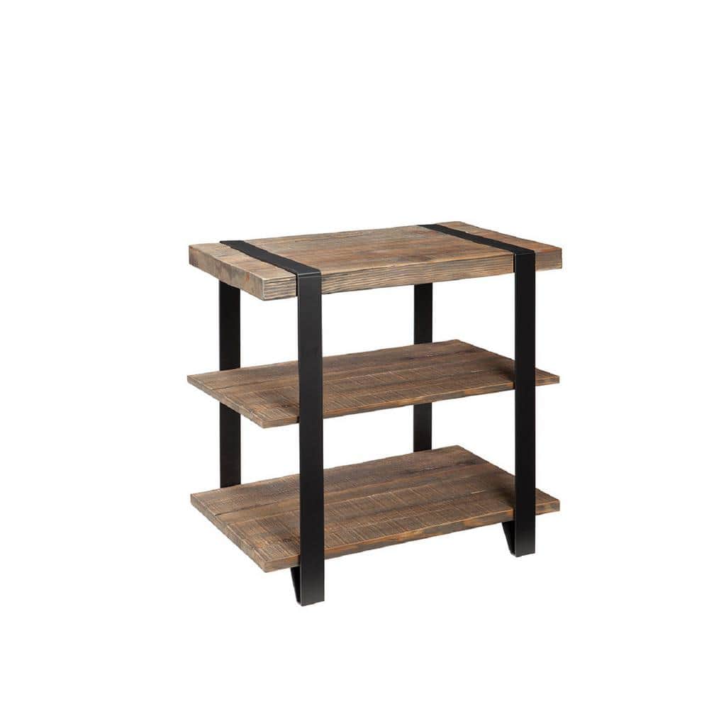 Modesto 31" Reclaimed Wood and Metal Strap End Table