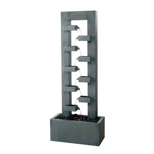 Metal Fountain with Dusty Blue Finish