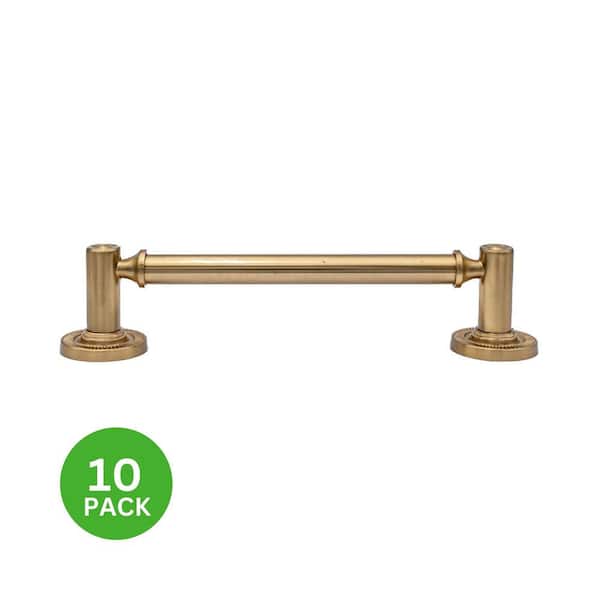 10-Pack Minted 5 in. (127 mm) Center-to-Center Traditional Satin Brass Bar Drawer Pull