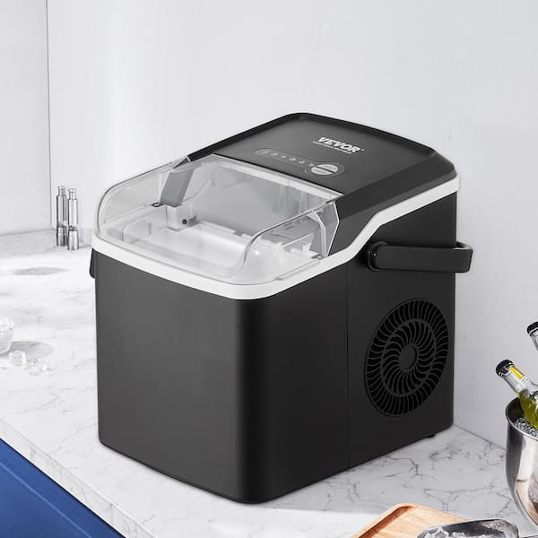 Crownful Ice Makers Countertop, 26Lbs/24H, 2 Sizes Bullet Ice, Portable Small Ice Machine with Self-Cleaning, Black