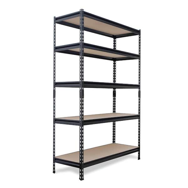 Pro Series 5-Tier Steel Garage Storage Shelving Unit in Matte Black with HDF Racks (48 in. W x 72 in. H x 18 in. D)