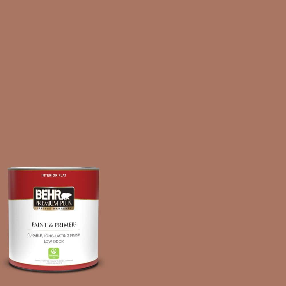 BEHR PREMIUM PLUS 1 qt. #MQ1-60 Sienna Flat Low Odor Interior Paint & Primer  130004 - The Home Depot