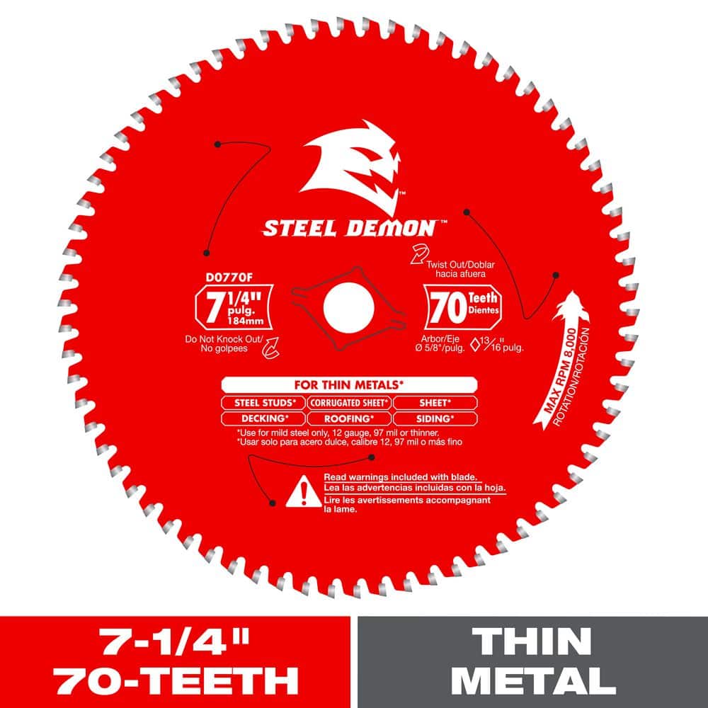 7-1/4in. x 70-Teeth Steel Demon Carbide-Tipped Saw Blade for Thin Metal price history on PriceWatchPro