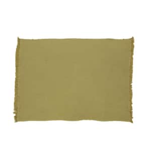 Brindle Olive Cotton Throw Blanket with Fringes