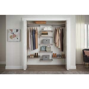 Genevieve 6 ft. Gray Adjustable Closet Organizer Double Long Hanging Rods with Shoe Rack and 6 Shelves