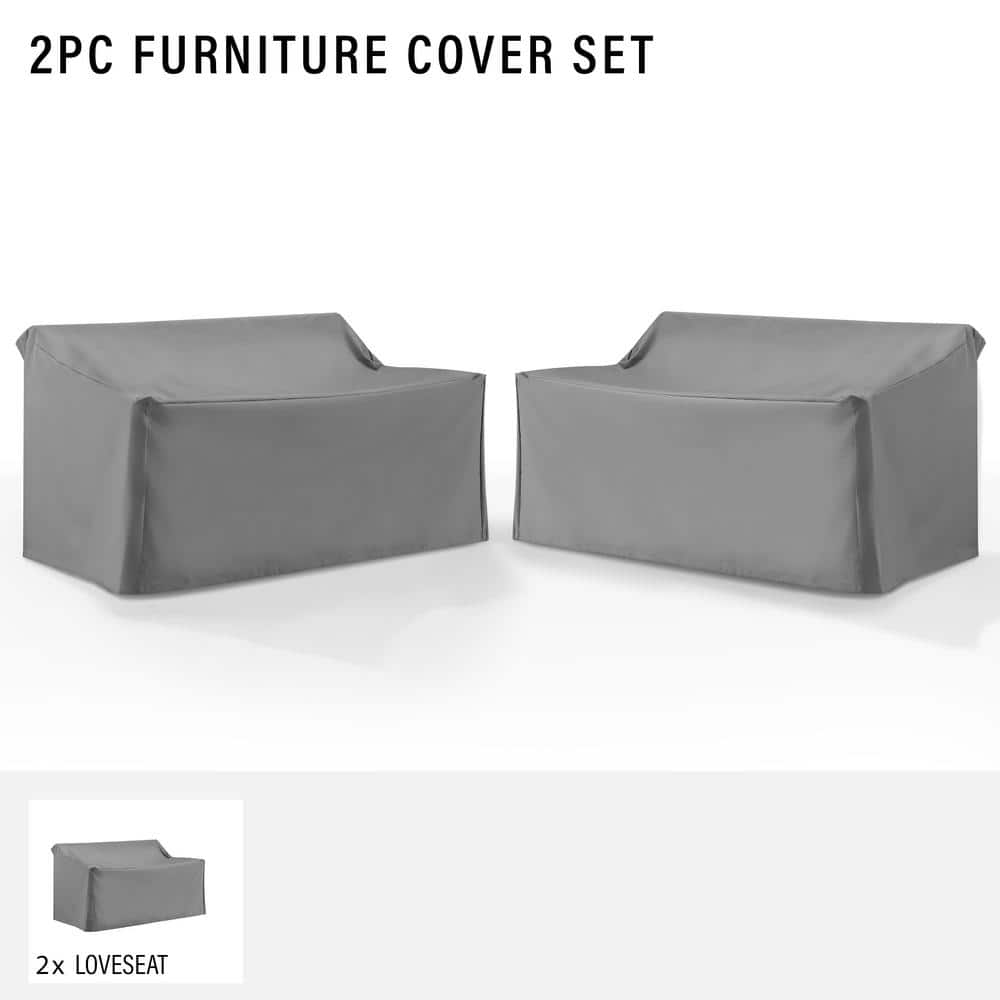 Gray Heavy-Duty Vinyl Outdoor Loveseat Covers Set of 2