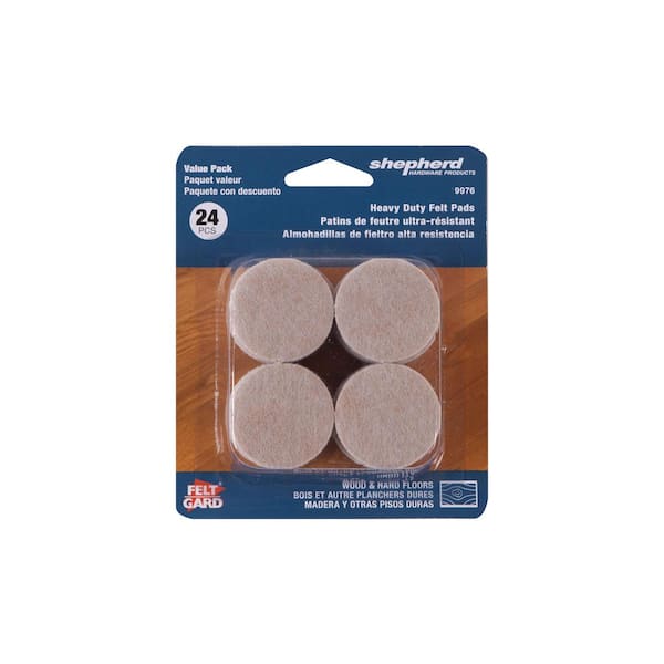 Shepherd 1-1/2 in. Beige Round Felt Heavy Duty Self-Adhesive Furniture Pads  (24-Pack) 9976 - The Home Depot