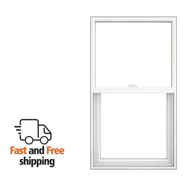 V-2500 32.25 in. x 62 in. White Vinyl Pocket Frame Single Hung Tilt Window with Low E, Argon, Screen, and No Grids