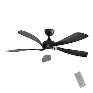 Blade Span 52 in. Smart Indoor/Outdoor Black Low Profile Ceiling Fan with LED Light and Remote Control