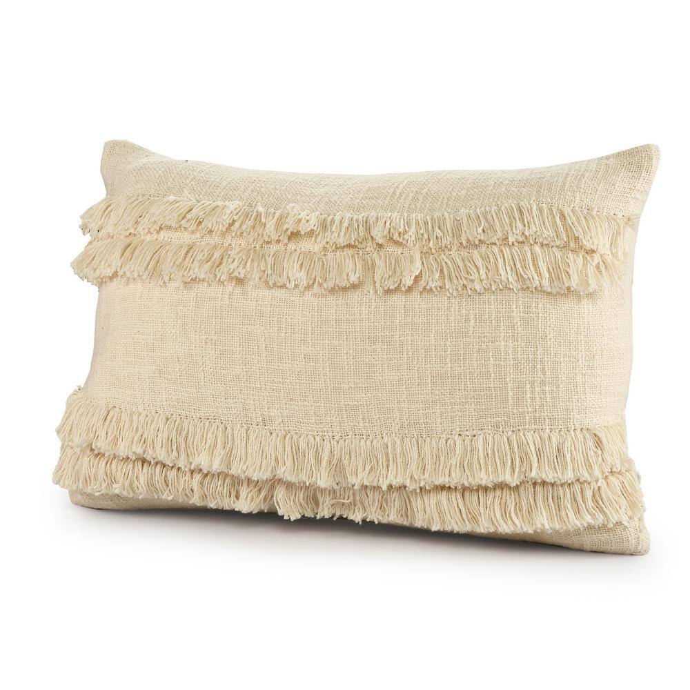 Standard Rectangular Cotton Throw Pillow with Textured Accents
